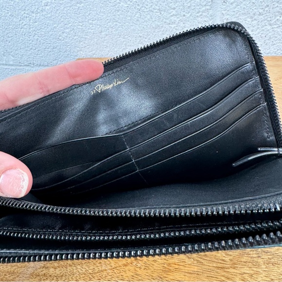 3.1 Phillip Lim Calf Hair Leather Zip Wallet – Teal Blue - Picture 6 of 10